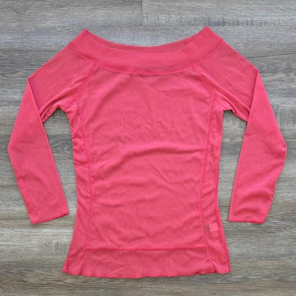 The Limited Vintage Y2K Pink Mesh Boatneck Long Sleeve Top M MAMP0744